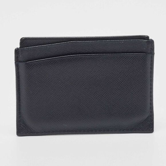 CH Carolina Herrera Dark Blue Monogram Embossed Leather Card Holder - Picture 4 of 4